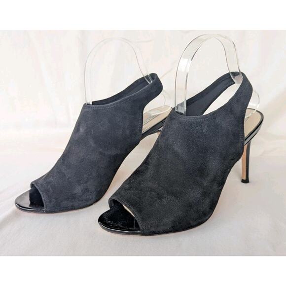 Cole Haan Grand OS Nene Slingback Peep Toe Heel Black Suede Womens Size 8 B - Picture 1 of 9